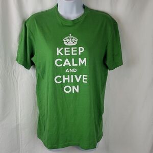 Keep Calm And Chive On Men's Small Bright Green T-Shirt